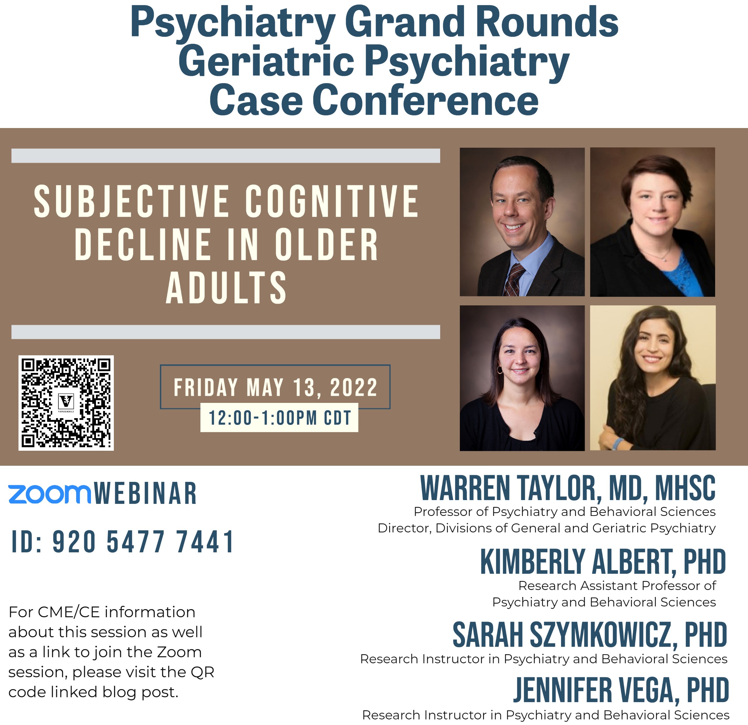 Psychiatry Grand Rounds 5/13 Geriatric Psychiatry Case Conference